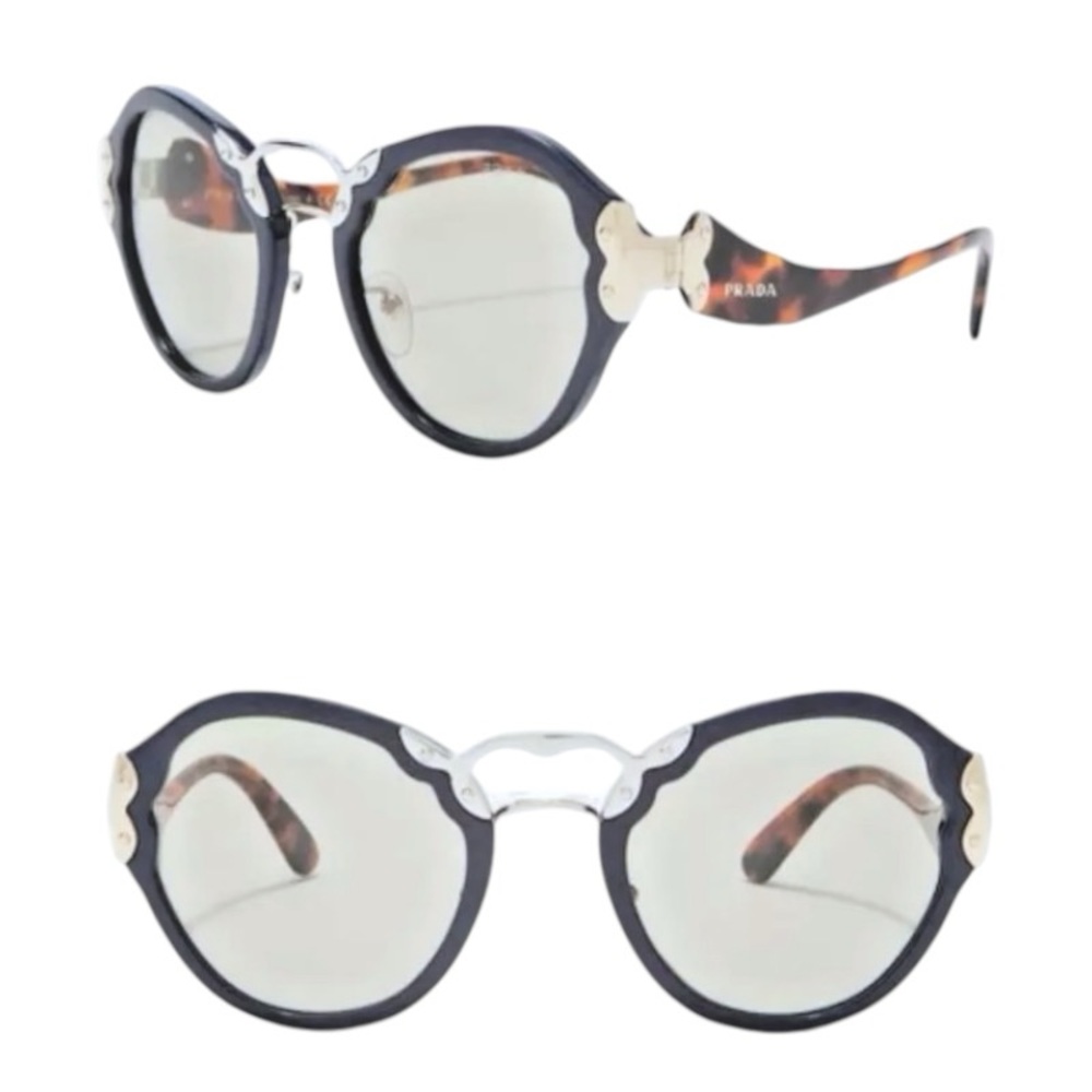 $640 Prada Catwalk Sunglasses Blue 54-25-140 Smoke Lens 100% UV GR8 Gift NWT